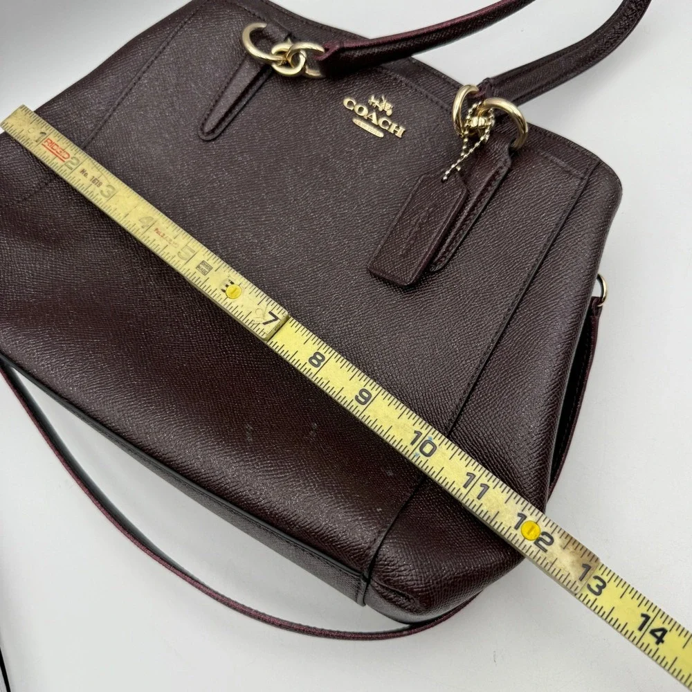 Coach Pebble Leather‎ Burgundy/Purple Glitter Satchel Crossbody Handbag Silver